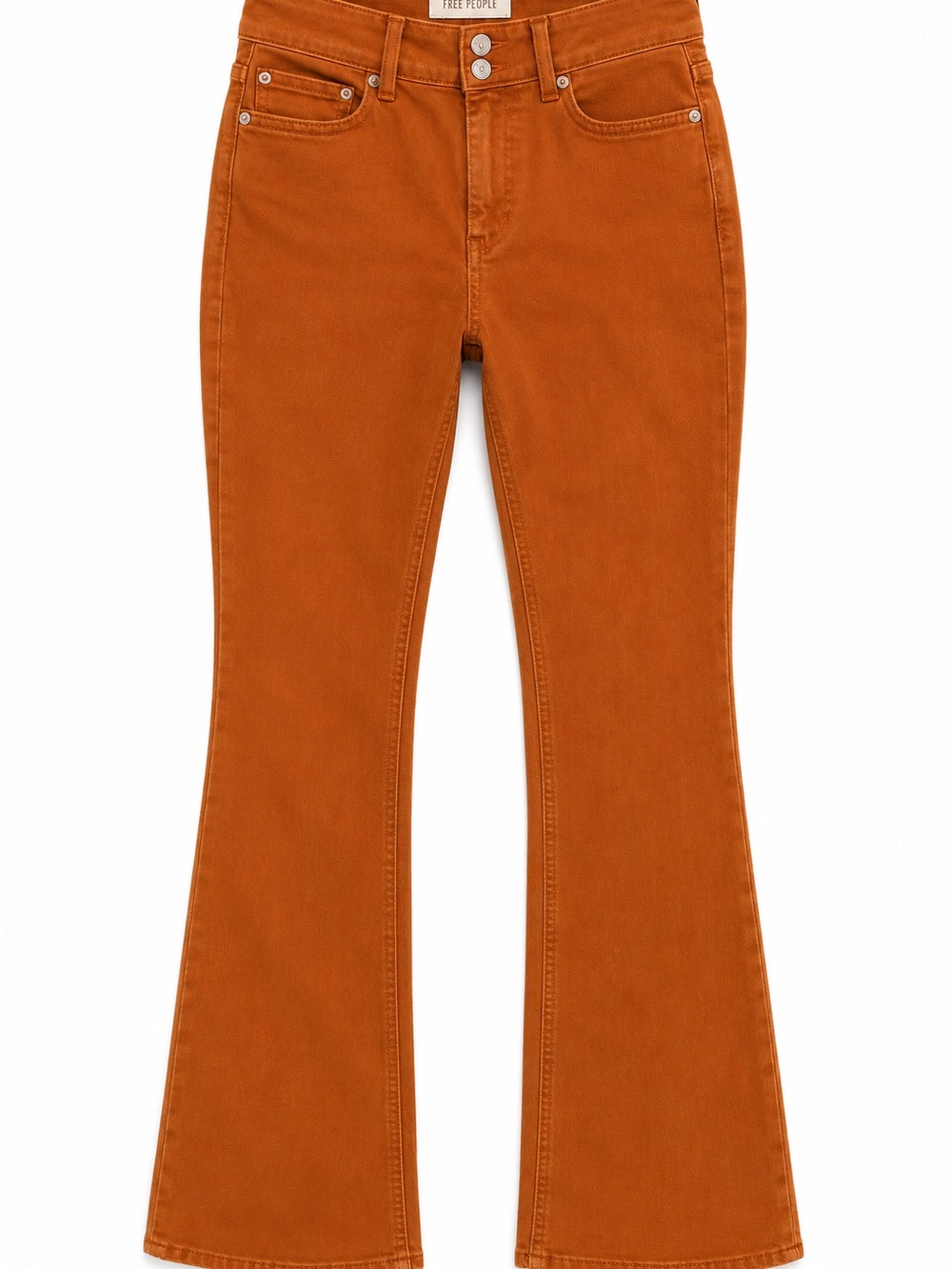 Free People High Rise Flare Leg Pants Rust Orange